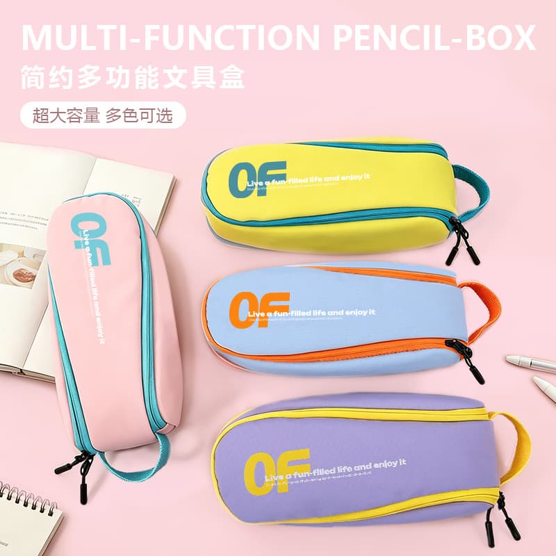 New OF Nylon Large Capacity Pencil Case for Elementary School Students, Macaron Color Pencil Bag, Stationery Bag Wholesale