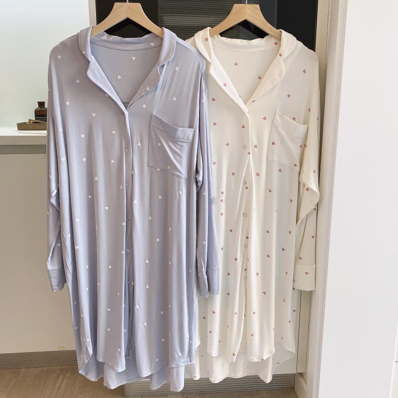 Japanese-style nightgown for women, spring and autumn modal cotton long-sleeve long style homewear, casual loose comfortable plus-size home pajamas
