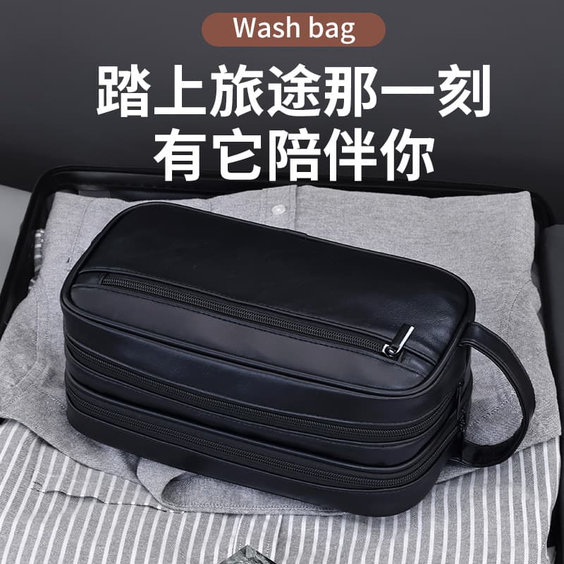 Premium Double-Layer Large Men's Toiletry Bag, High-Capacity, Luxury Portable Waterproof Cosmetic Organizer Bag