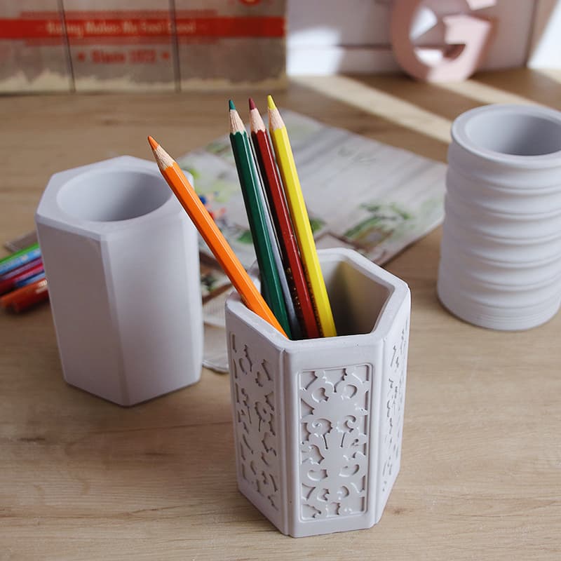 DIY Handmade Fair-Faced Concrete Pen Holder Silicone Mold Cement Succulent Planter Aromatherapy Gypsum Epoxy Resin Creative Large