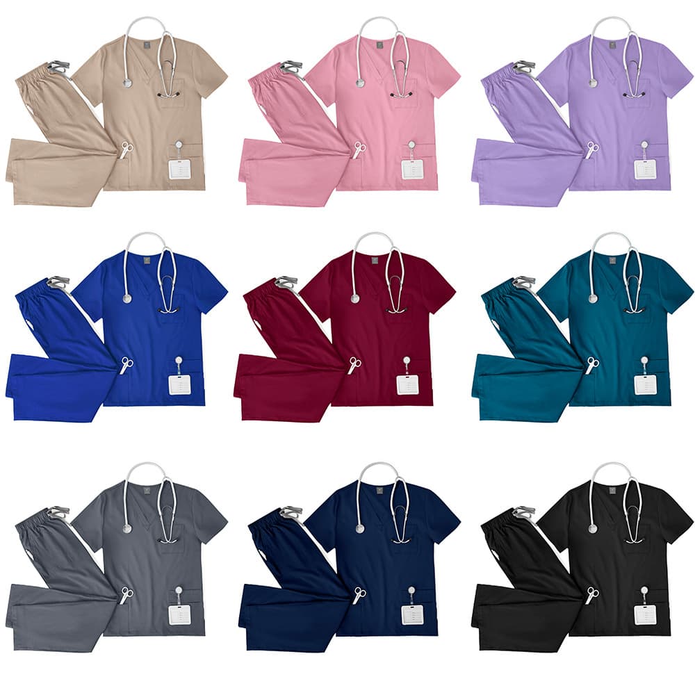 meoexin Nurse Uniform V-Neck Set Casual Thin Double-Layer Pocket Quick-Dry Doctor Scrub Top and Pants for AliExpress