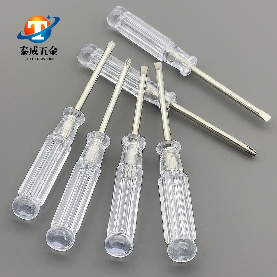 Crystal handle screwdriver transparent eco-friendly driver ultra-short mini small screwdriver toy with 3mm cross tip