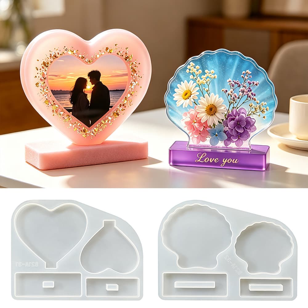 Cross-border hot selling diy love shell photo frame glue mold Valentine's Day gift heart-shaped desktop ornament silicone mold