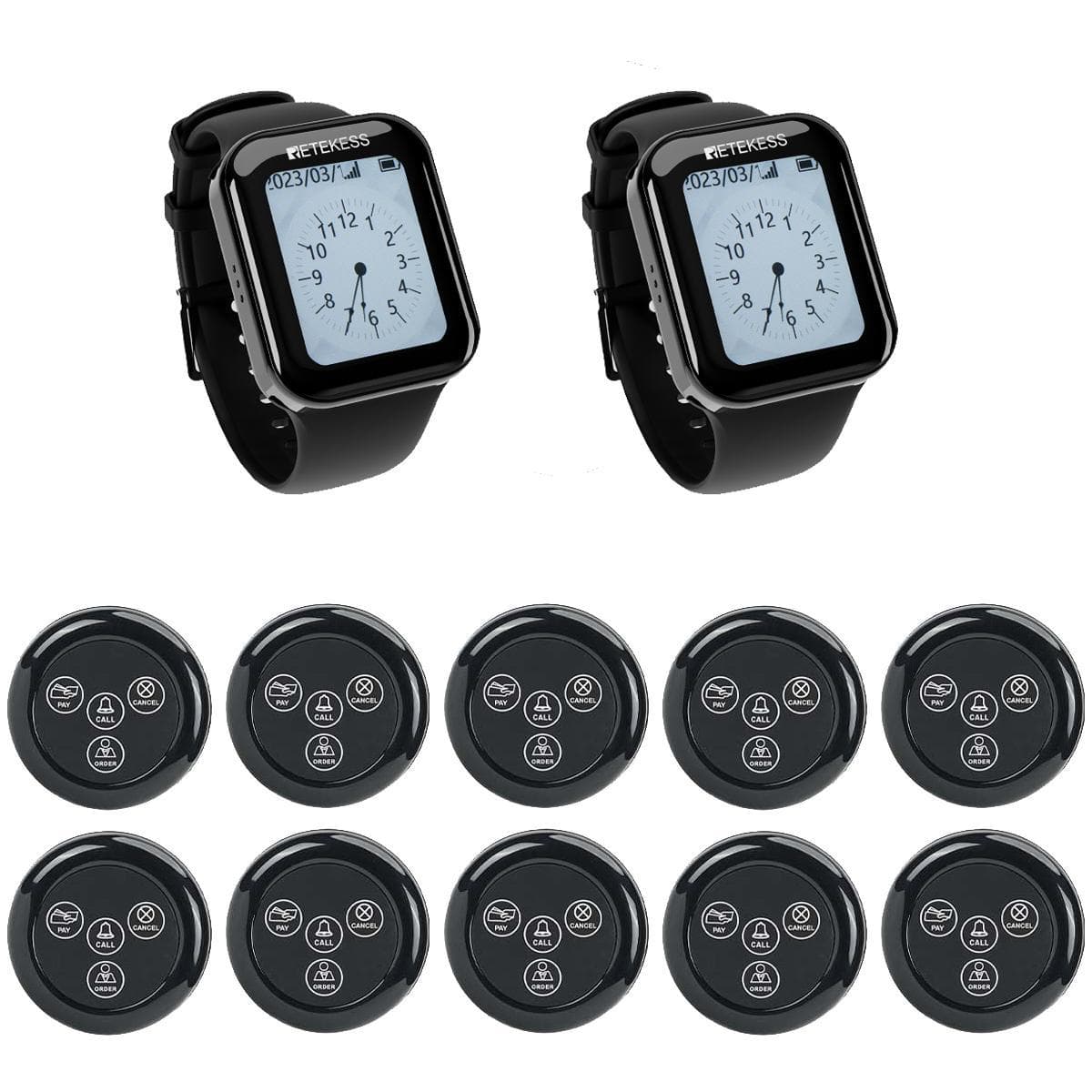 RETEKESS Wireless Watch Mobile Receiver Wristband for Tea Restaurants, Food Courts, Service Call, Foreign Trade