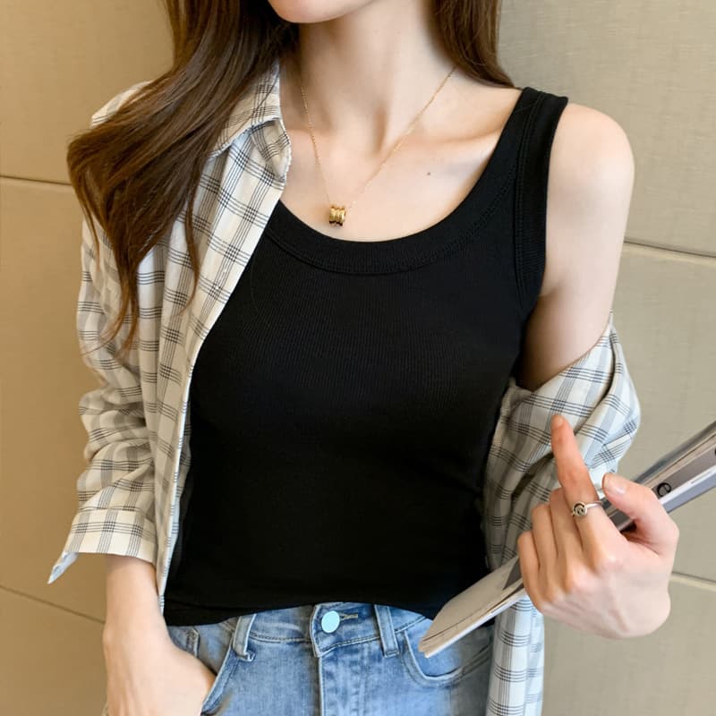 Candy Color Camisole Top for Women 2025 Summer New Korean Style Outerwear Slim Fit Sleeveless Undershirt Blouse