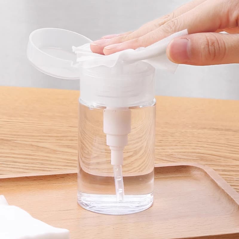 Travel round pressure bottle nail polish remover plastic bottle pressure bottle makeup remover transparent packaging material bottle ready