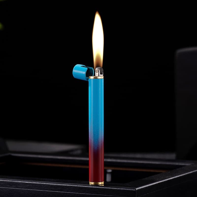 No. 2 cylindrical cigarette type grinding wheel open flame lighter inflatable metal lighter personalized creative cross-border lighter