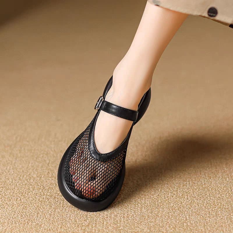 Soft Sole Lightweight Mary Jane Mesh Cutout Sandals 2025 Spring Summer New Casual Breathable Thick Sole Mesh Shoes