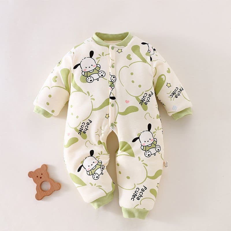 200g Open-Crotch Romper for Newborns, Medium Thickness for Baby Girls, Suitable for Around 10°C Weather