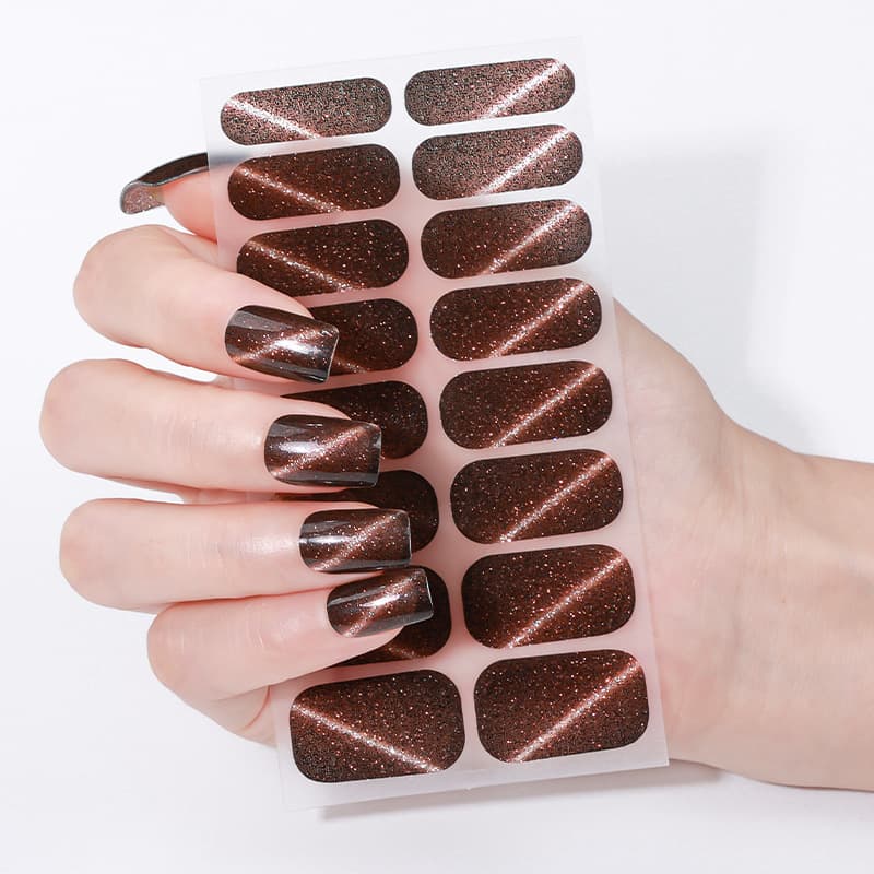 2025 New Korean Nail Stickers Waterproof Nail Film Gradient Glitter Cat Eye Ins Trendy Nail Art Stickers