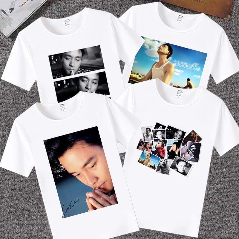 LESLIE Anniversary Short Sleeve T-Shirt, Leslie Cheung Same Style Short Sleeve Unisex Couple Loose Casual Top