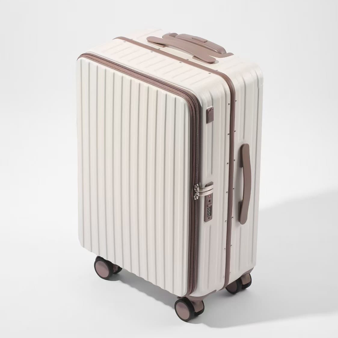 Side-Opening Aluminum Frame Luggage Set, Pure PC, Three-Piece Travel Suitcase, Multi-Directional Spinner Wheels, Telescopic Handle, Wholesale for Men and Women Cross-Border