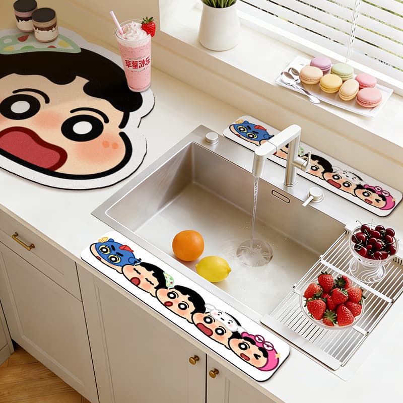 Cute sink sink absorbent pad sink edge drain pad kitchen wash top water retaining strip diatom mud
