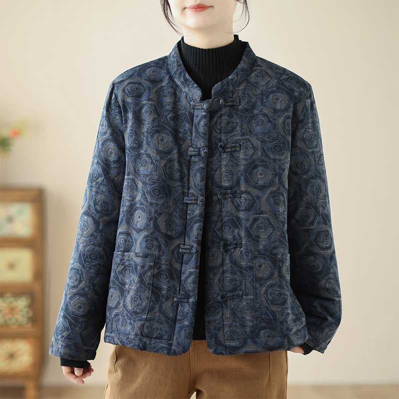 Real Shot Chinese Style Old Cloth Zen-Inspired Quilted Thickened Cotton Coat, Winter Hanfu Linen Cotton Jacket Top