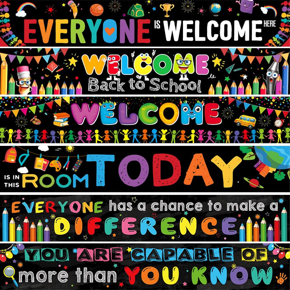 New Cross-Border Europe and America Banner Classroom Welcome Banner Back to School Inspirational Decorative Background Cloth Classroom Decoration Polyester
