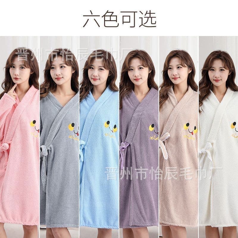 Women's wearable bathrobe, suitable for all seasons, absorbent and quick-drying coral fleece, can be wrapped in a bath towel, thin Class A bathrobe.