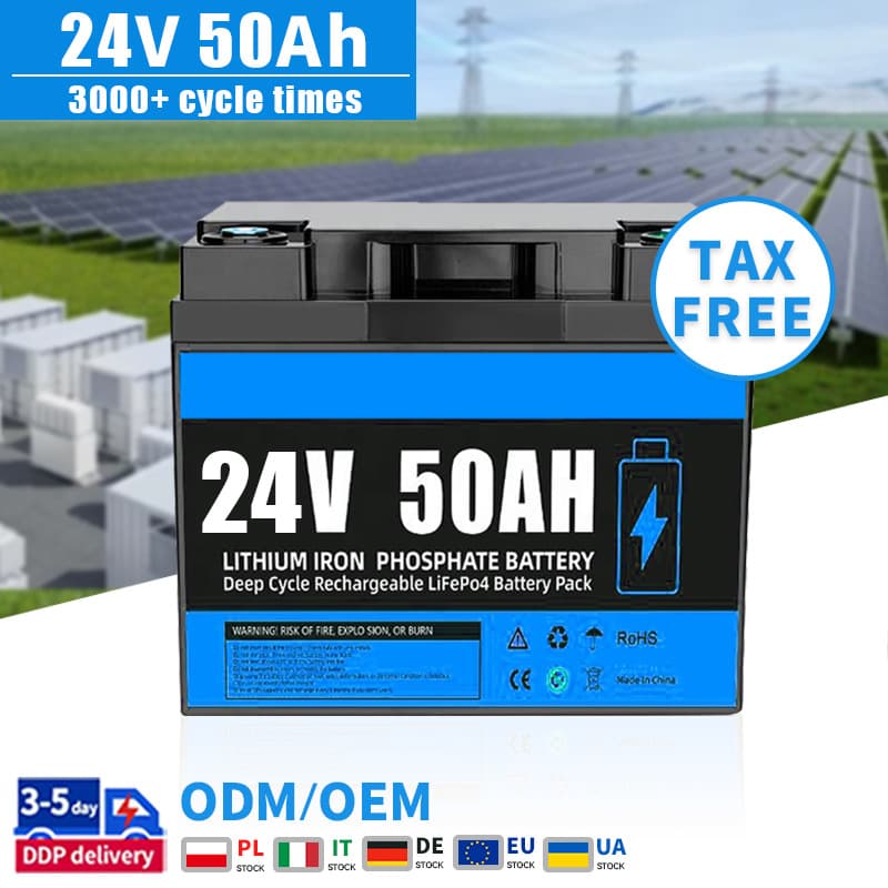 24v 50ah LiFePO4 Battery with BMS for Energy Storage Use 12v