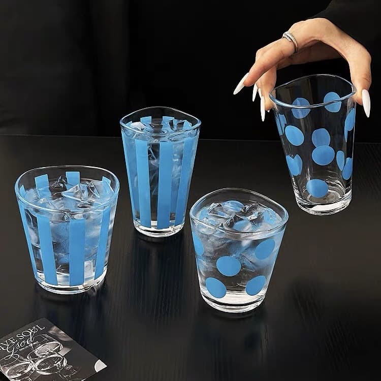 Retro summer ins cure blue milk glass cold brew cup large capacity juice cup cold drink coffee cup