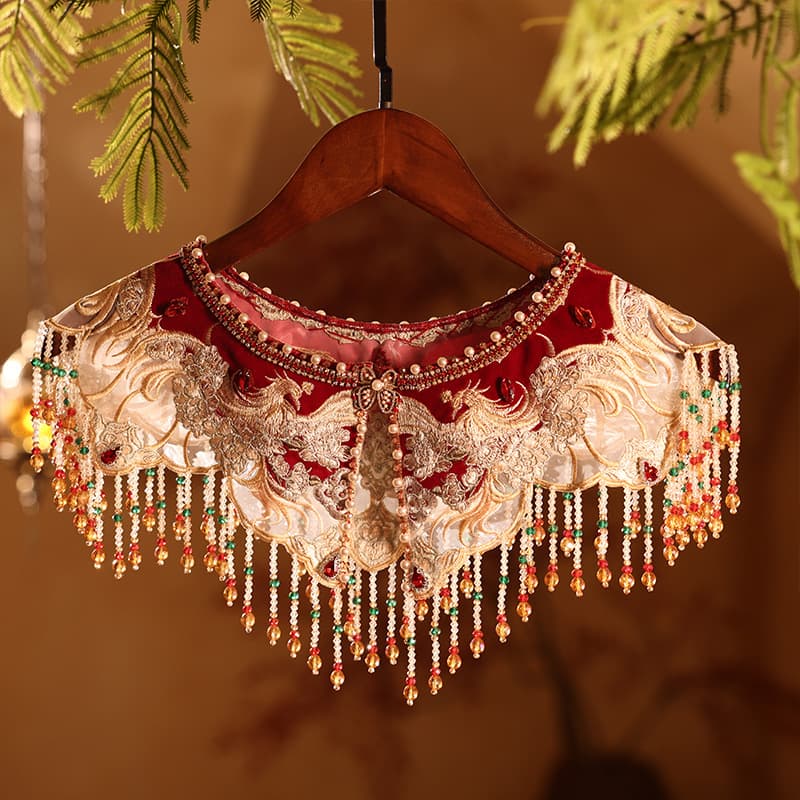 New Cloud Shoulder Ming Dynasty Heavy Embroidery Shawl 2025 Style Accessories, Chinese Style Tassel Cape Matching Ornaments, National Style