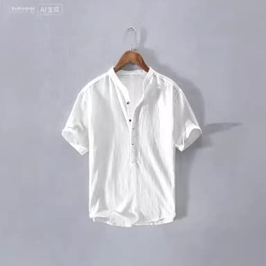 Summer half-sleeved cotton and linen breathable men's clothing national style trendy loose casual short-sleeved shirt cross-border source manufacturer
