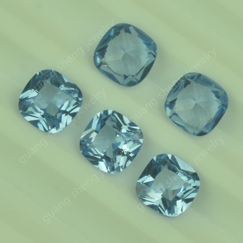 Heat-Resistant Square Fertilizer Container 108 # Light Sea Blue Spinel, Sapphire Blue Spinel Pillow-Shaped Ring Face Synthetic Gemstone.