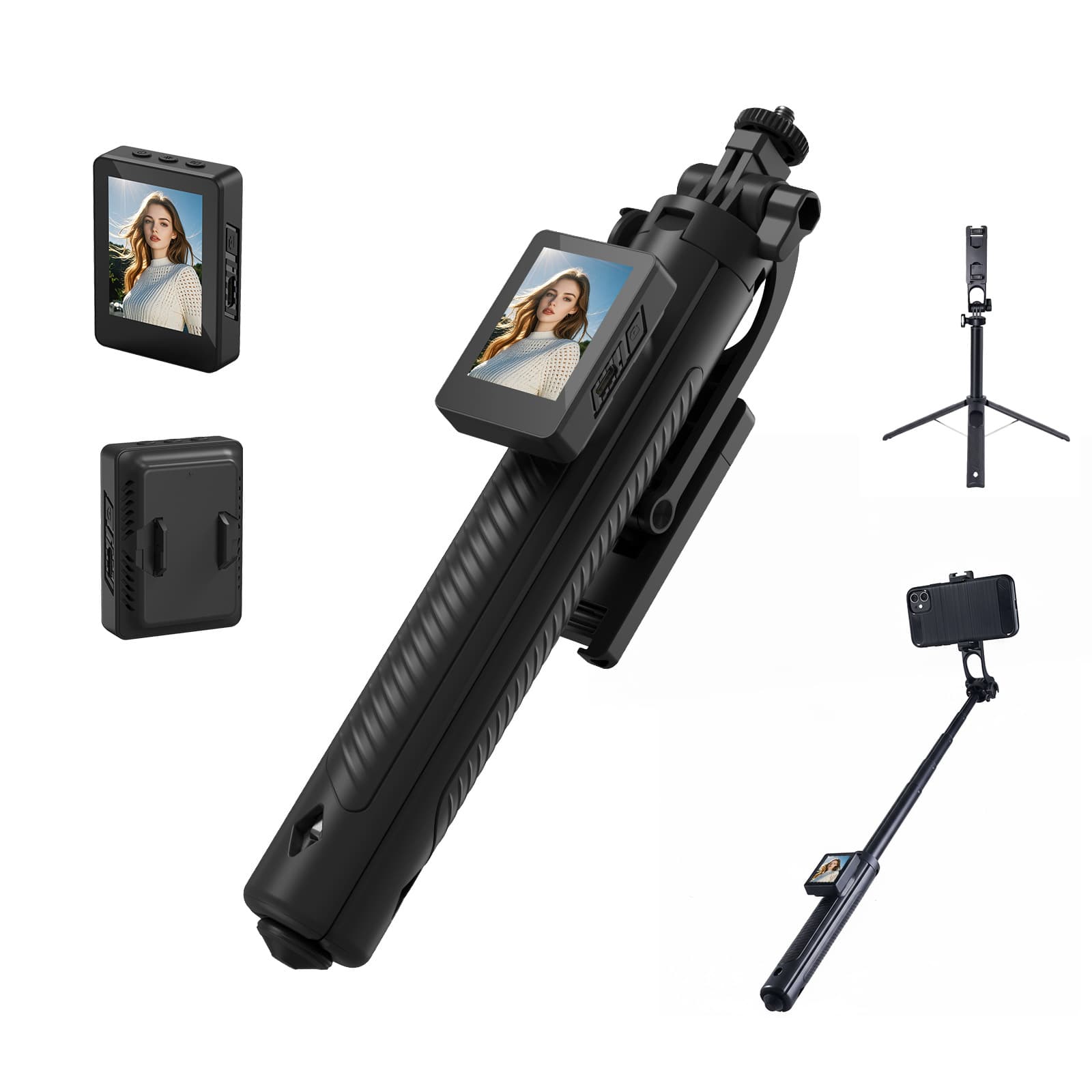 New D11 Screen Mirroring Selfie Stick, Portable Rear Camera Live Streaming Tripod, Detachable Outdoor Handheld Stable