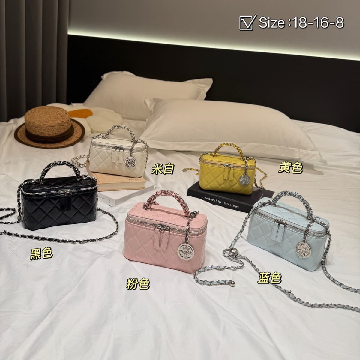 Fashionable Leather Box Chain Crossbody Bag Women's Handbag Summer New Style Versatile Handheld Diagonal Bag Soft Zipper