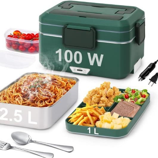 Electric Lunch Box, Plug-in, Home Use, Large Capacity 3.5L Stainless Steel Lunch Box, Portable Heated Lunch Box for Office Workers, Bento Box