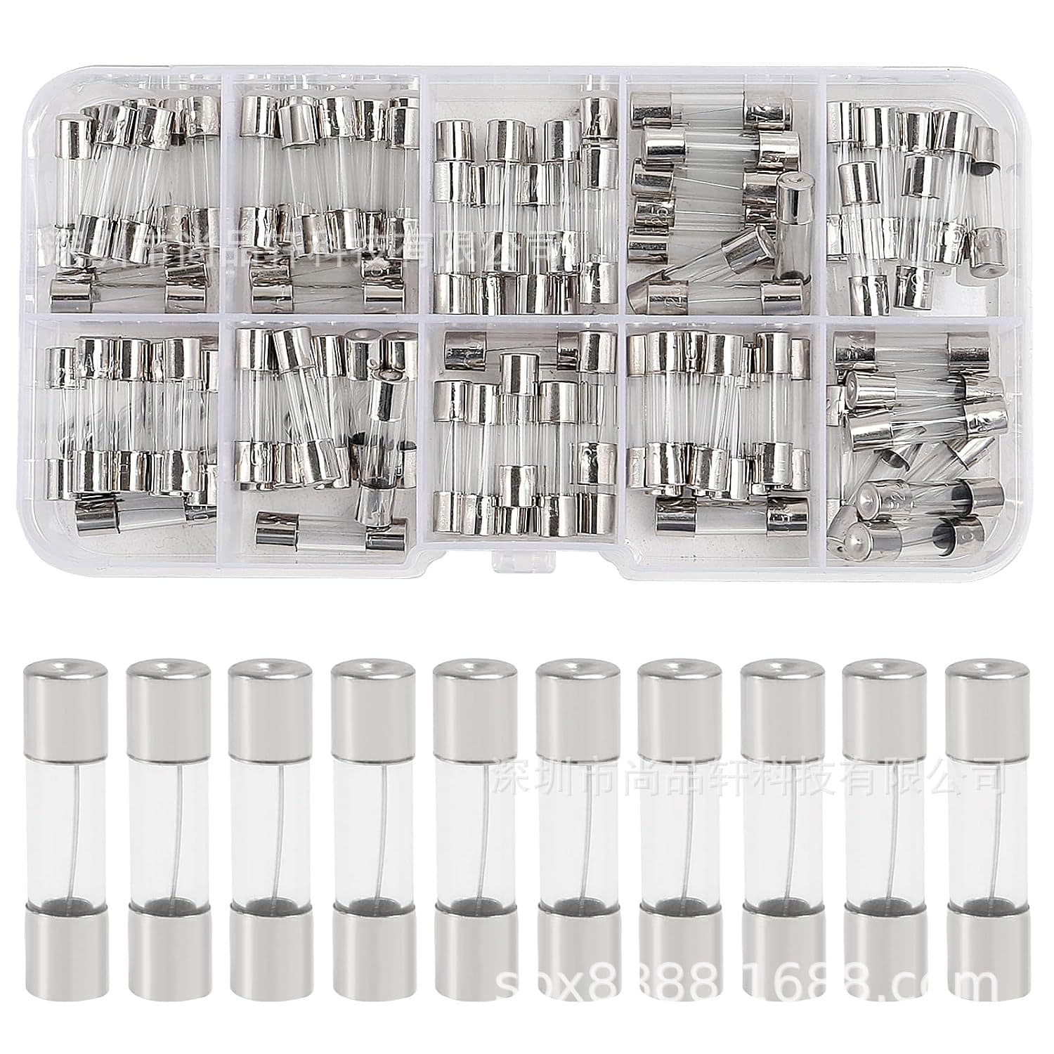 100PCS 5X20 Fuse Tube Kit Boxed 10 Ratings 10 Each Glass Fuse Assortment 5*20MM