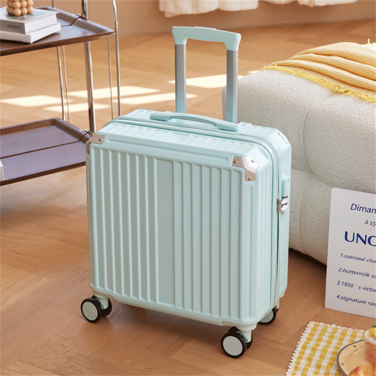 High-Aesthetic Luggage for Women, Small Travel Suitcase 18-Inch Carry-On, Children's Trolley Case, Wear-Resistant Universal Wheels, Password Lock