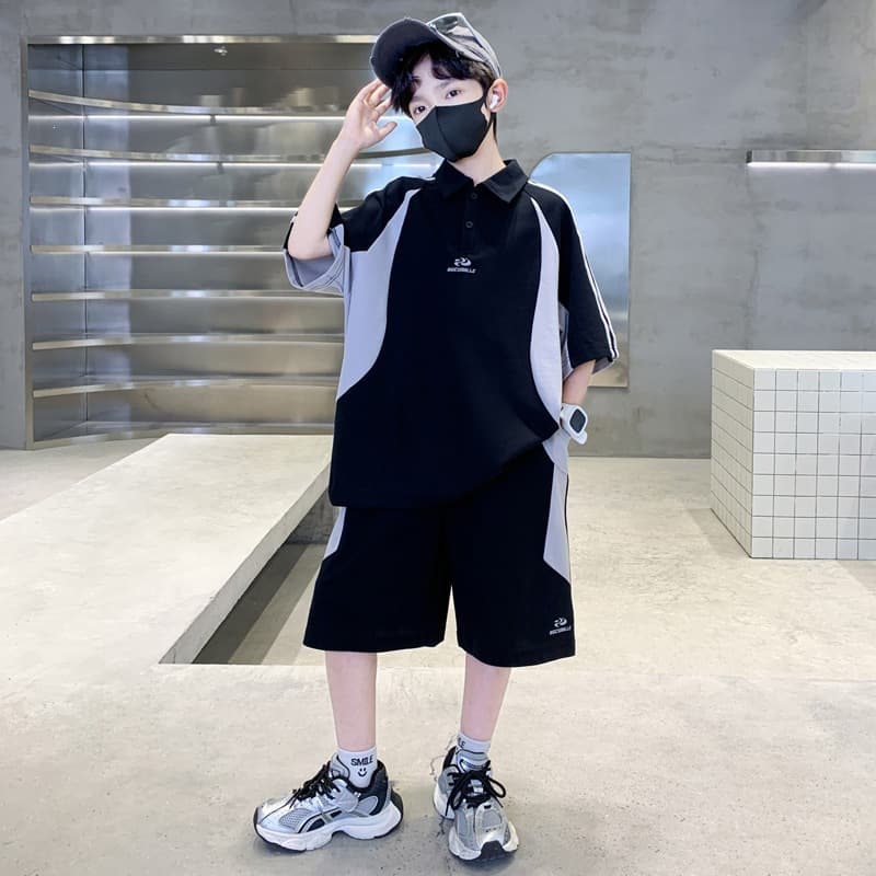 Kids Boys Summer Polo Shirt Set 2026 New Style, Big Kids Short Sleeve Summer Cool Handsome Trendy