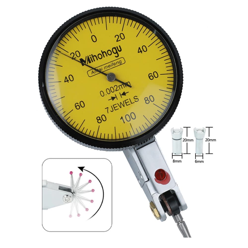 Anti-Vibration Lever Dial Indicator High Precision Small Dial Indicator 0-0.2mm 0.002 Anti-Magnetic Lever Indicator
