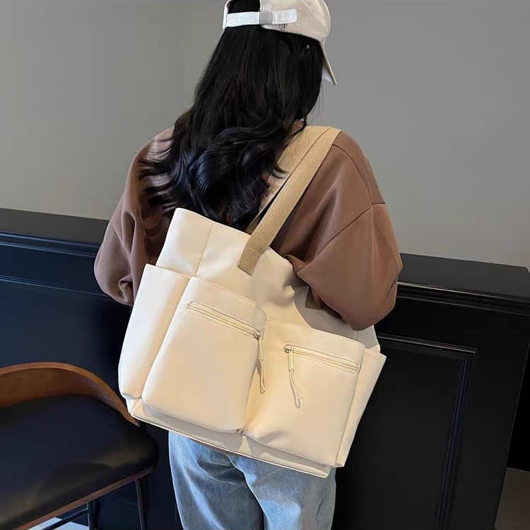 Versatile Canvas Bag Women 2025 New Commuter Large Capacity Minimalist Ladies Work Handbag Shoulder Tote