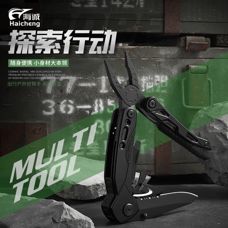 Spot wholesale outdoor knife pliers multi-purpose pliers multi-functional tool with batch head and lighter stick life-saving whistle portable