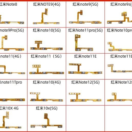 Internal side button flex cable for Redmi, Xiaomi, Redmi Note, and Black Shark series power and volume buttons