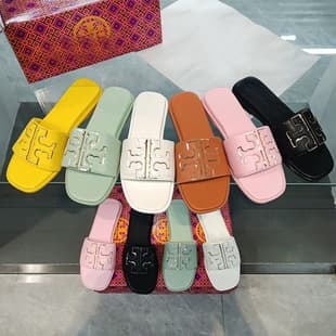 TB Women's Slippers 2026 New Cross-border Outdoor Beach Sandals TB Leather Rhinestone Flip Flops Slippers
