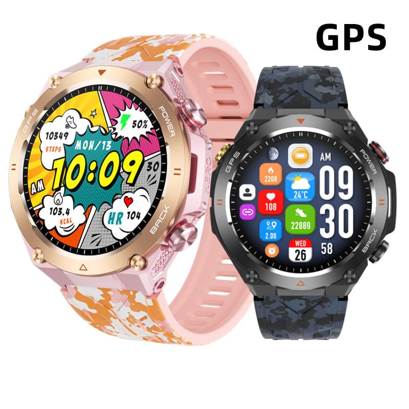 Smart Outdoor Sports Watch KC82 GPS Altitude Pressure Guide Compass Health Sleep Waterproof Silicone Strap Touch Button Operation
