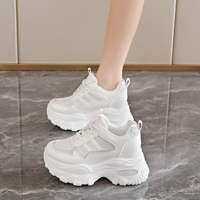 8cm Platform Chunky Dad Sneakers for Women 2026 Spring New Casual Shoes for Petite Height Non-Slip Athletic Shoes