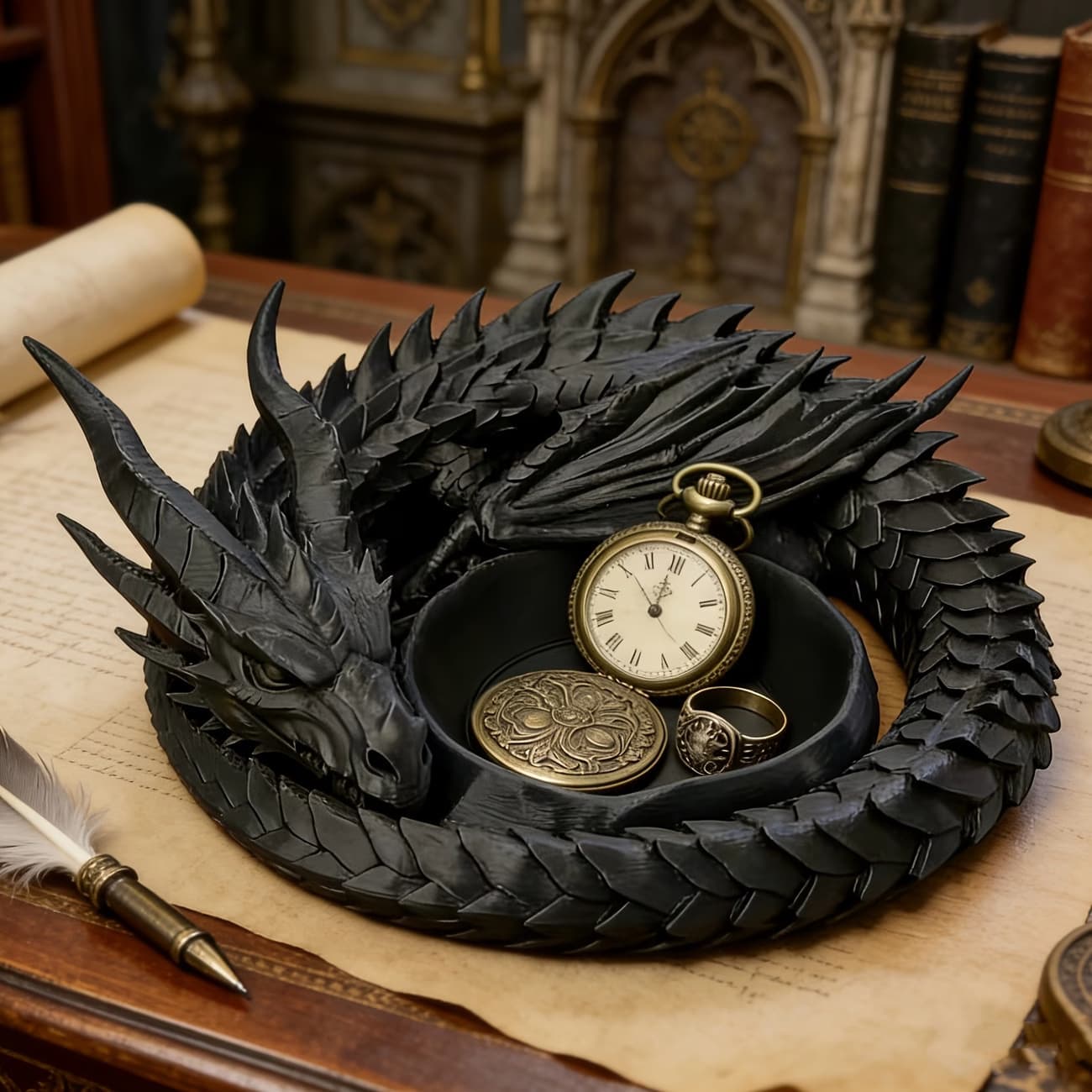 Cross-border New 3D Printed Dragon Watcher Multifunctional Desktop Entryway Storage Tray for Daily Items