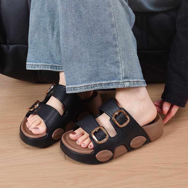 Women's Thick-Soled Flip Flops, Non-Slip, Odor-Resistant, Fashionable Elevated Soft Sole Beach Sandals, 2026 New Style for Home Use