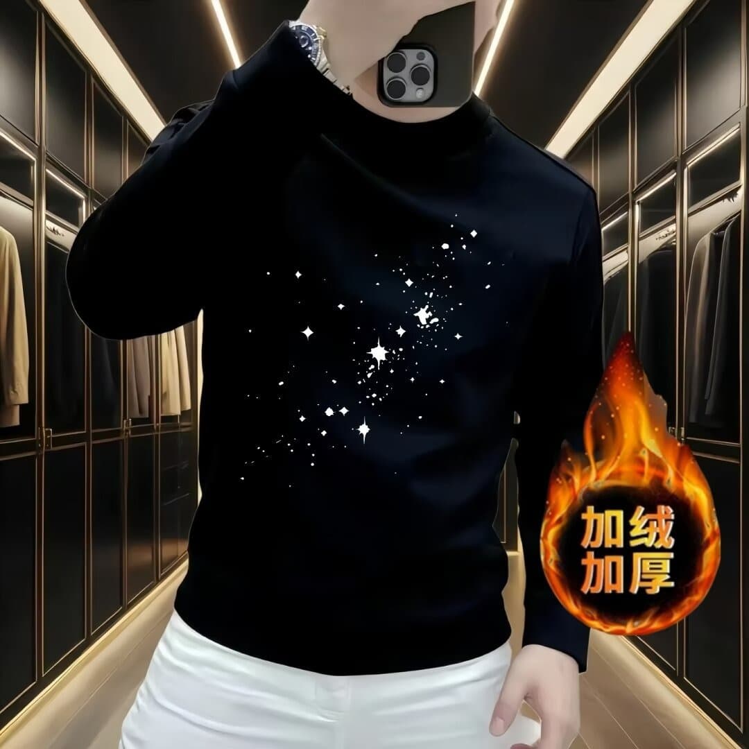 2025 men's spring and autumn new style starry round neck sweatshirt Korean style trendy brand slim fit fashionable temperament long-sleeved top