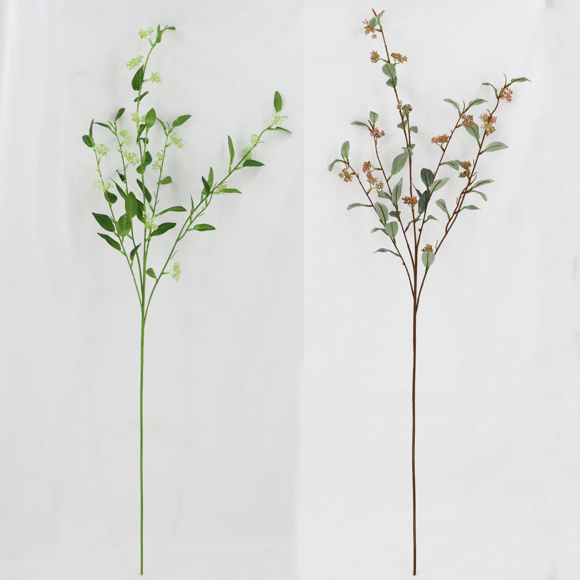 Single Branch Multi-Fork Evergreen Foliage Artificial Flowers for Home Wedding Decoration Photography