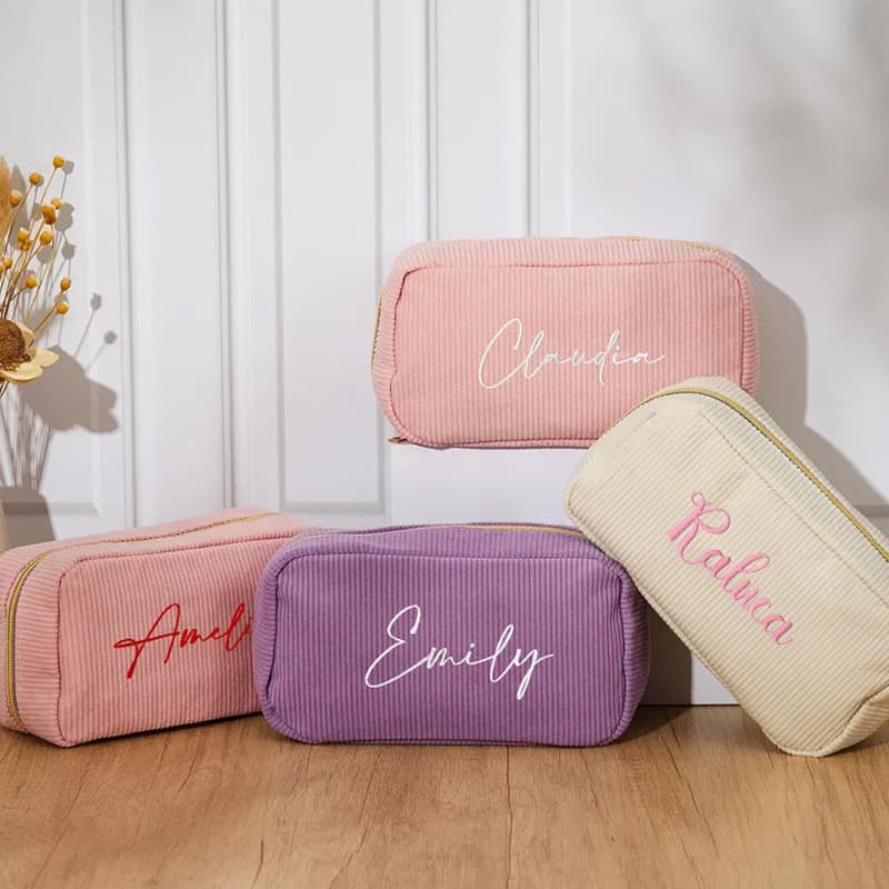 Cross-border Custom Embroidery Multicolor Simple Daily Casual Vertical Stripe Makeup Bag Custom LOGO Makeup bag