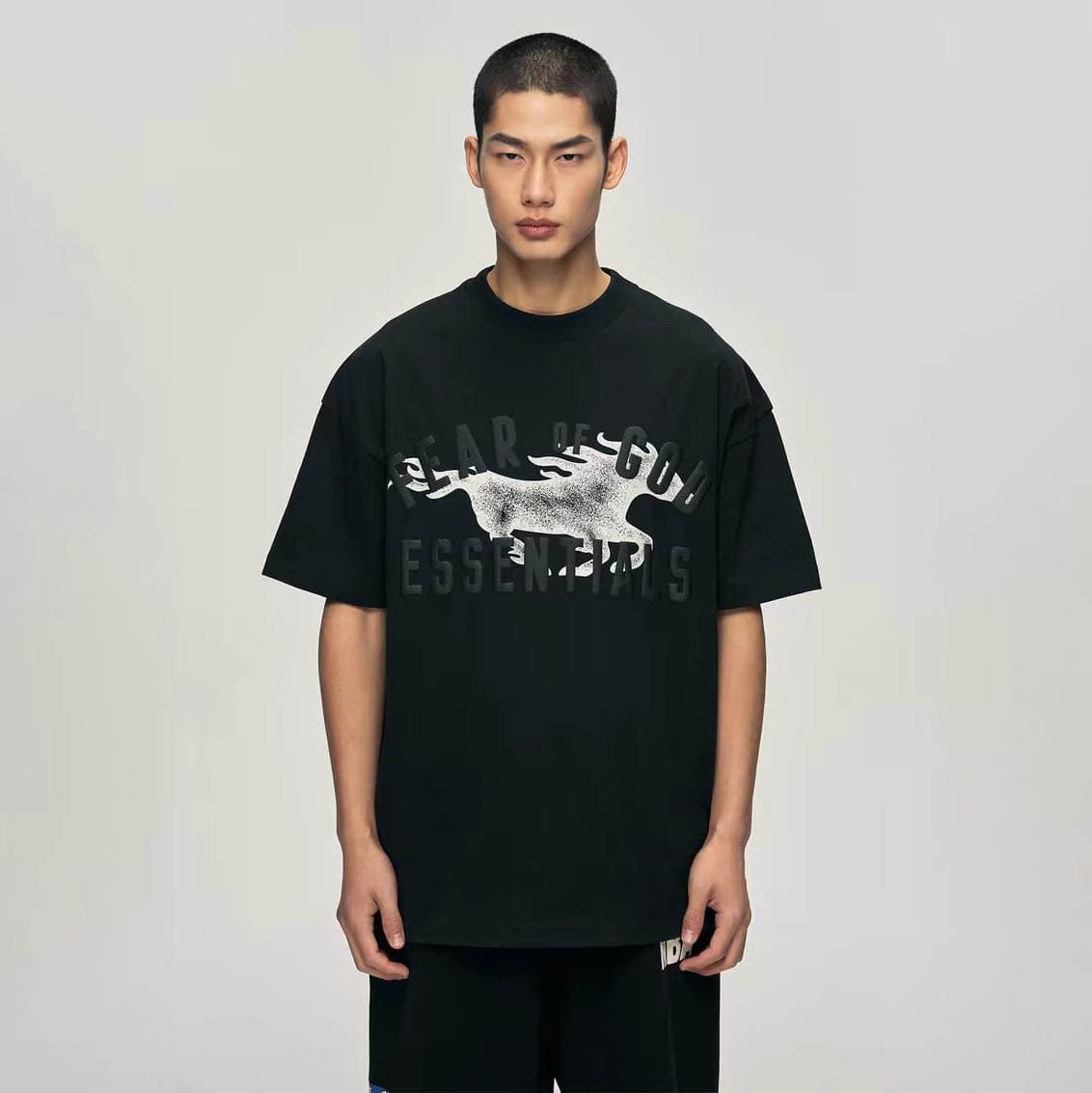 26 New FOG STACK Double Line ESSENTIALS Pure Cotton High Street Loose Year of the Horse Limited Couple Short-Sleeve T-Shirt