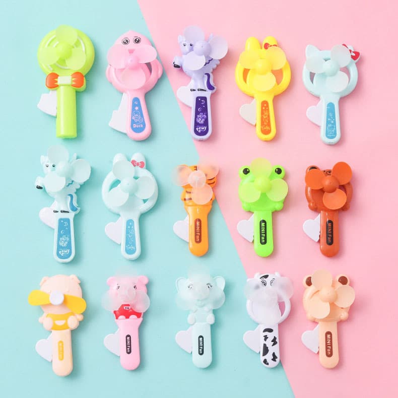 Summer Creative Children's Cute Cartoon Hand-Press Hand-Crank Mini Fan, Handheld Small Portable Carry-On