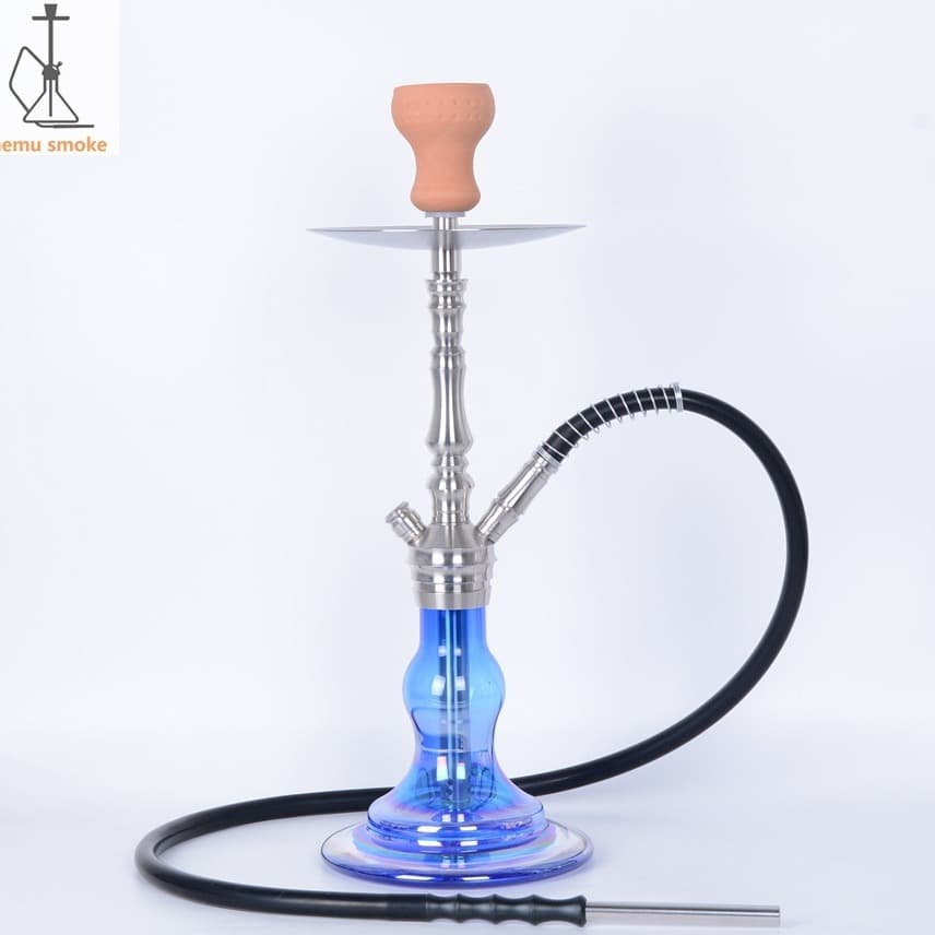 Hookah Factory Stainless Steel Hookah Glass Base with Stainless Steel Handle Silicone Hose Spring Clip Shisha Hookah