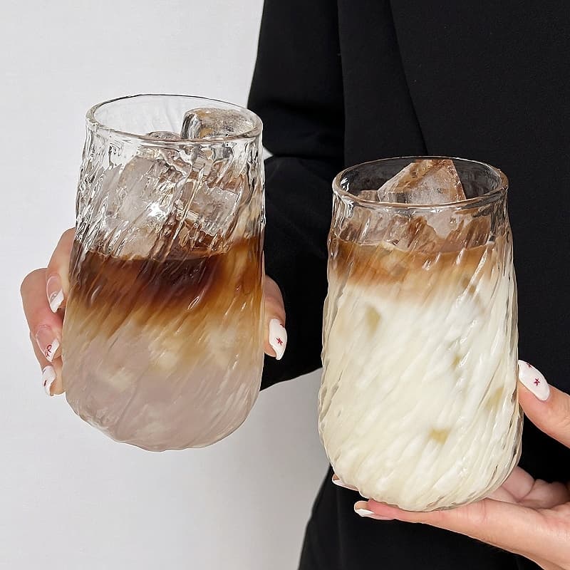 Ins-style borosilicate glass cold drink cup, retro specialty juice, milk tea, latte cup, Dirty iced Americano coffee cup