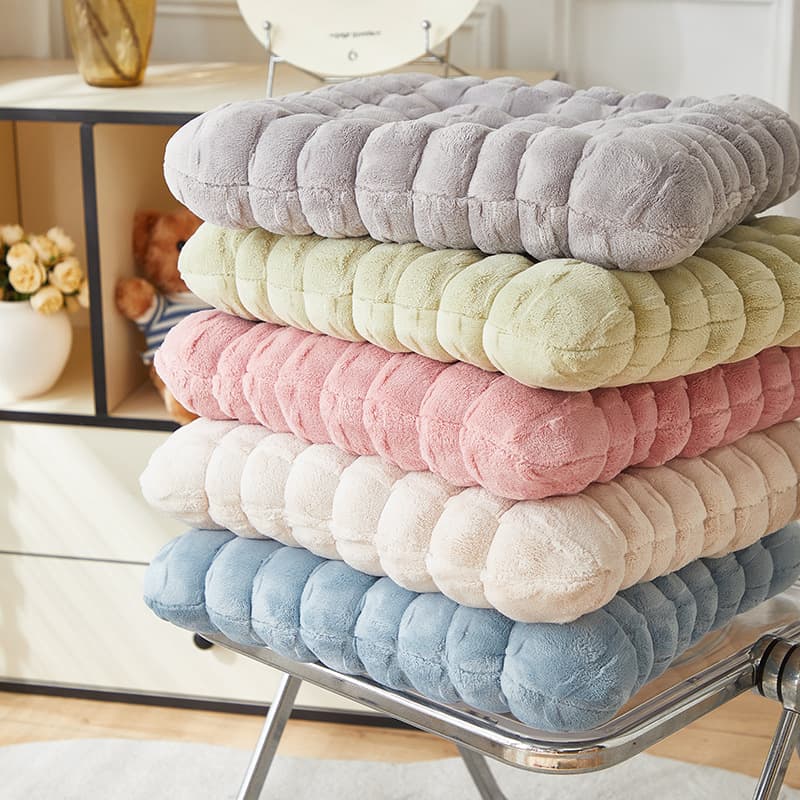 2026 New Thickened Milk Velvet Jacquard Cookie Cushion Autumn and Winter Thickened Chair Cushion Floor Cushion Pouf Macaron