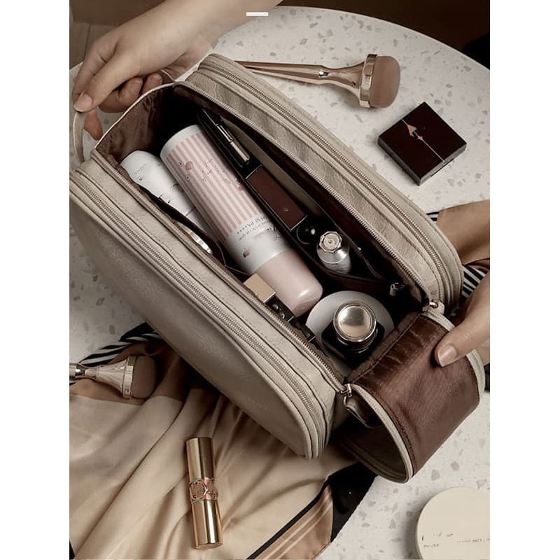 New Multifunctional Cosmetic Bag for Women, Large Capacity, Waterproof, Travel-Style Makeup Brush and Toiletries Storage Bag
