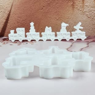 S1668 Christmas Train Set Ornament Cement Plaster Mold DIY Silicone Mold